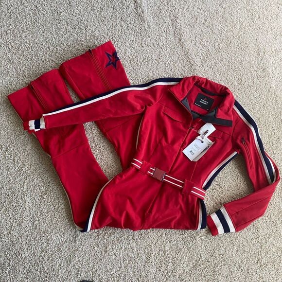 Perfect Moment Waterproof Crystal Ski Suit Red Stripe NWT Size X-Large - Picture 1 of 5